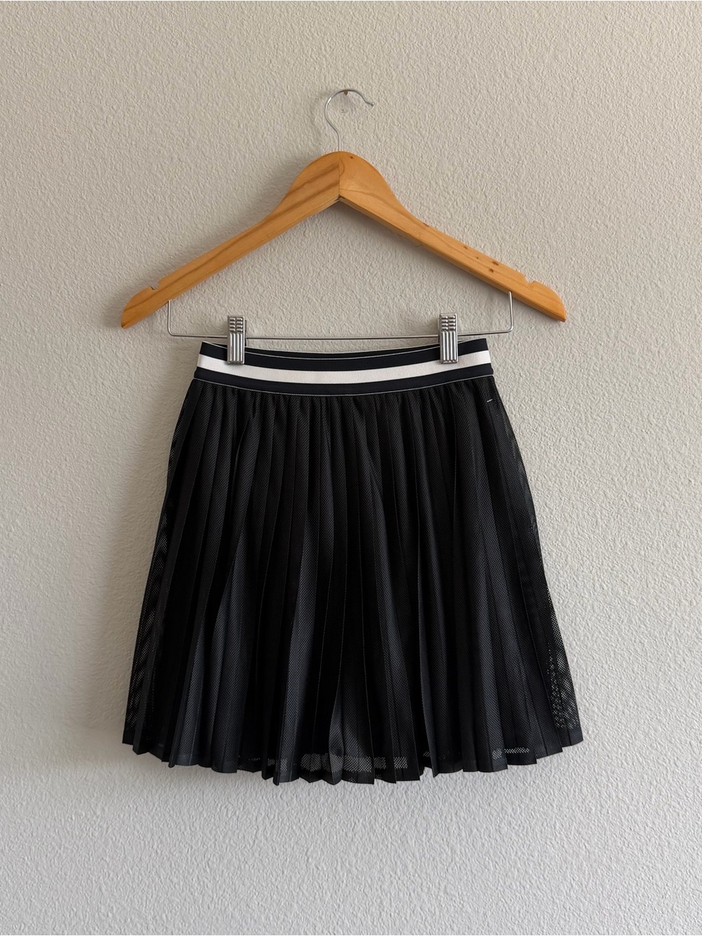 Wilson Black Pleated Mesh Skirt with White Accent Waistband